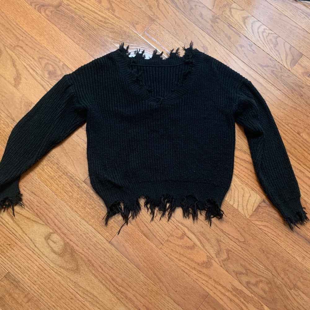 ASOS black distressed sweater